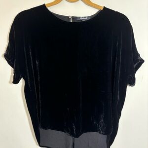 Madewell black velvet blouse size small 135